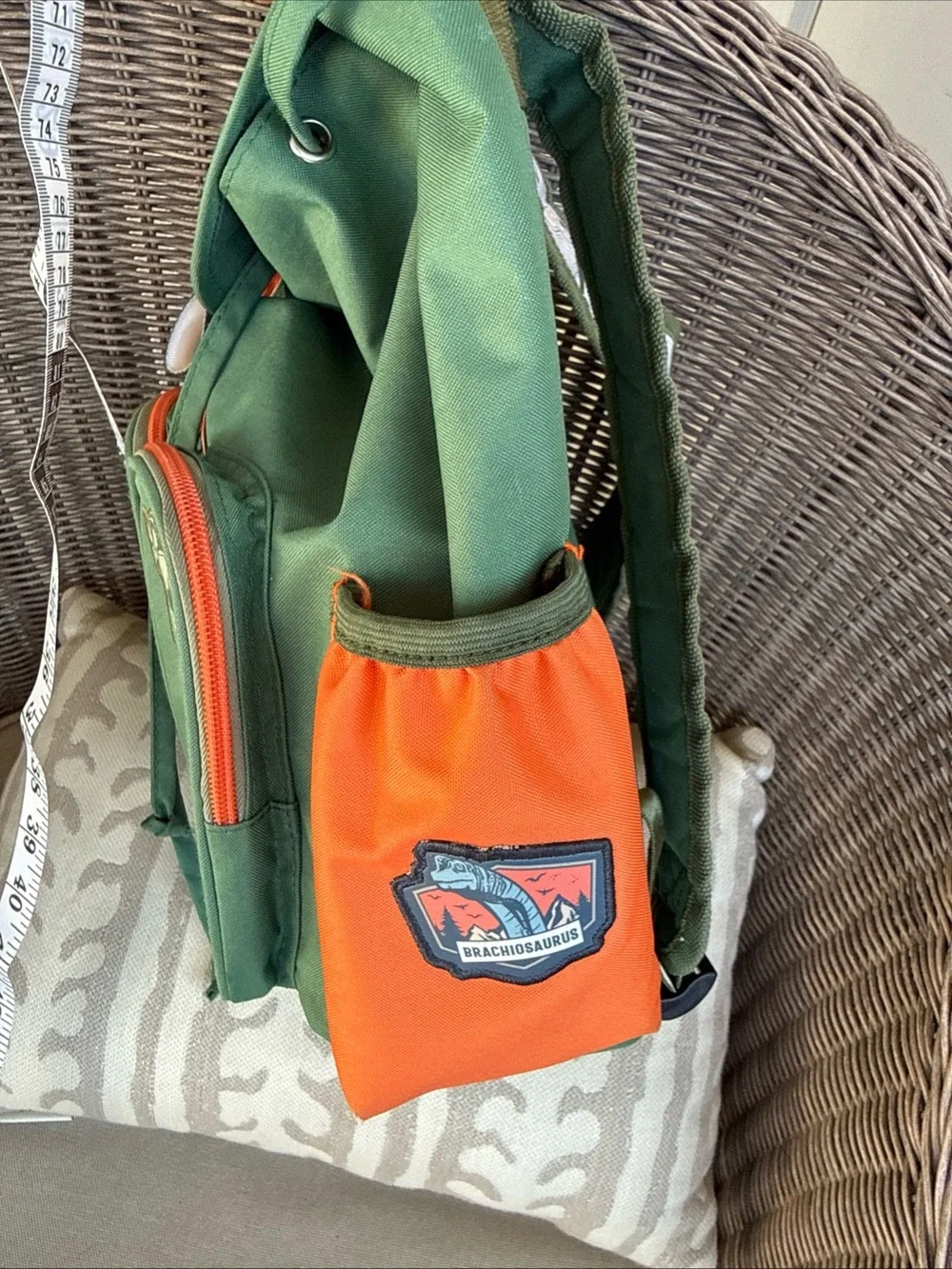 Green & Orange Dinosaur Patch Backpack